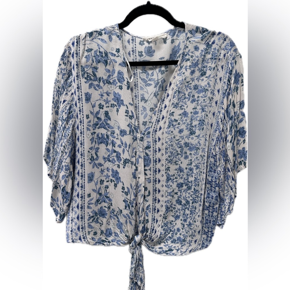 Blue Lovestitch tie blouse Medium